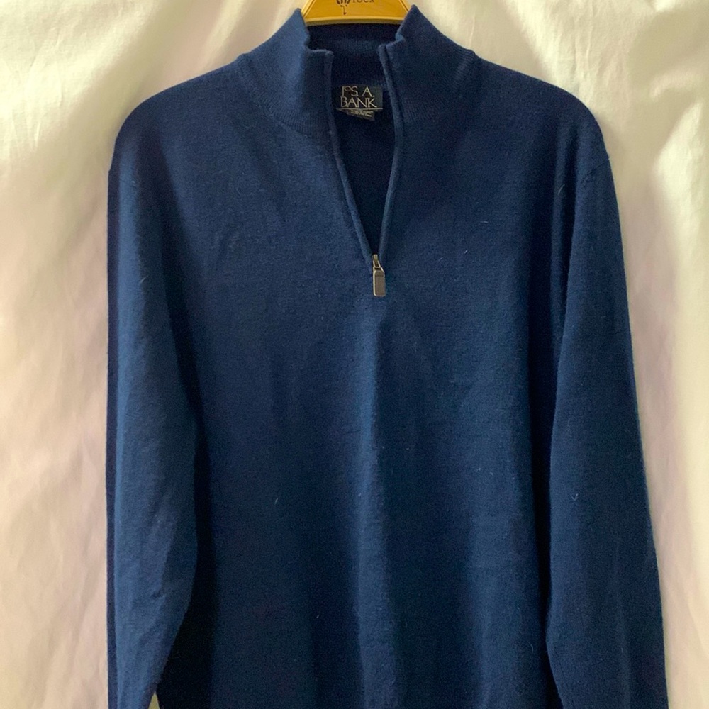 Jos A Bank 100% wool navy quarter zip